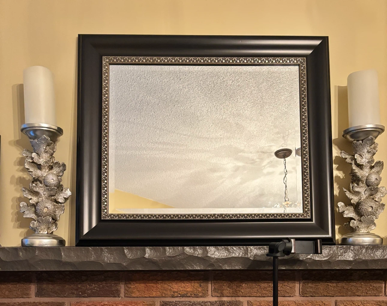 Framed Decorative Wall Mirror – Espresso & Antique Silver