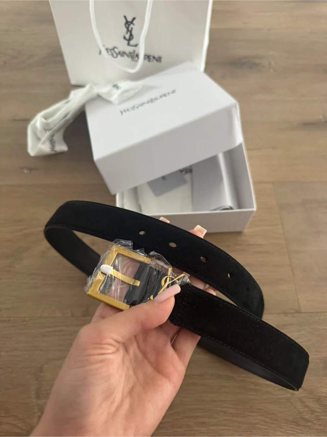 Brand New Genuine Suede Gold-Buckle Belt
