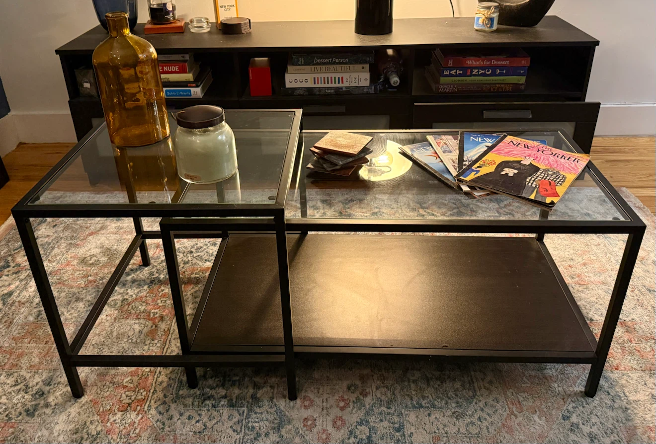 IKEA VITTSJÖ Nesting Tables Black/Brown Glass