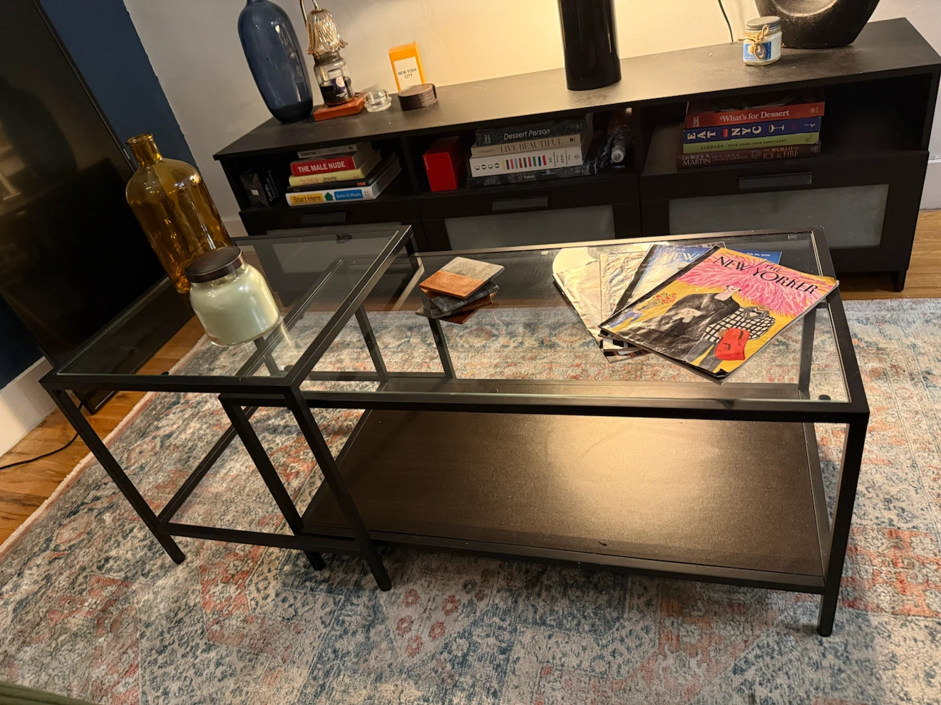 IKEA VITTSJÖ Nesting Tables Black/Brown Glass - photo 3