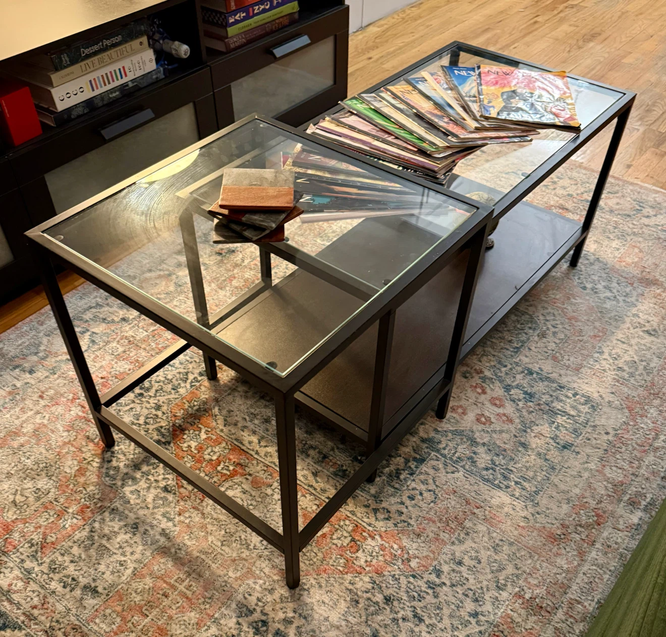 IKEA VITTSJÖ Nesting Tables Black/Brown Glass - photo 4