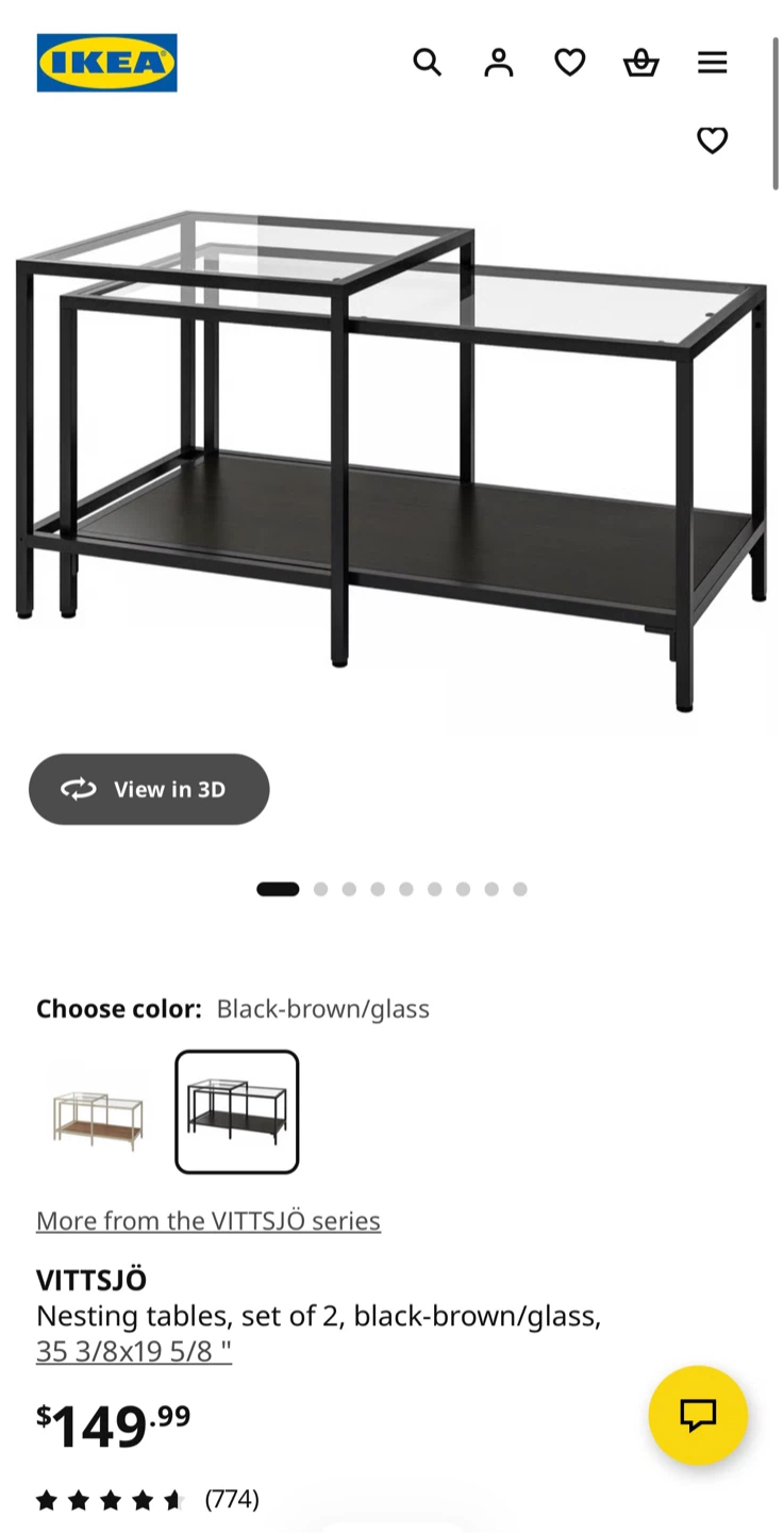 IKEA VITTSJÖ Nesting Tables Black/Brown Glass - photo 5