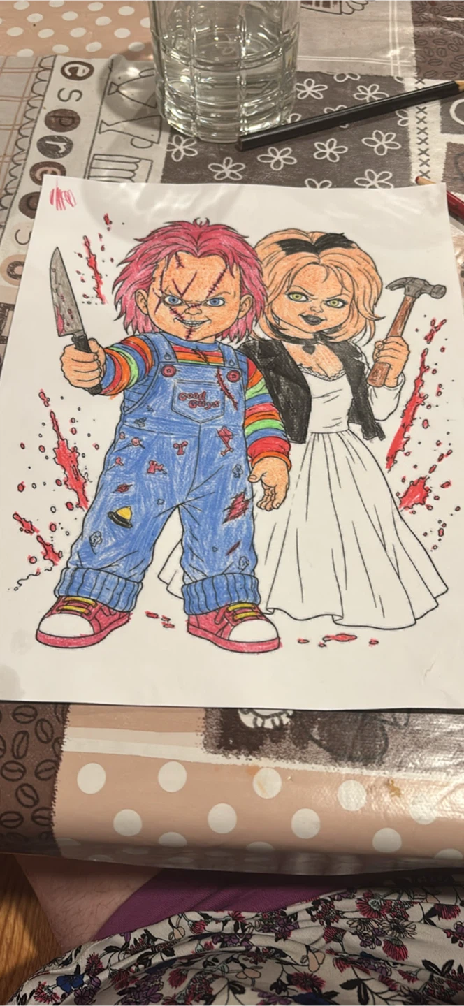 Chucky and Tiffany Coloring Page