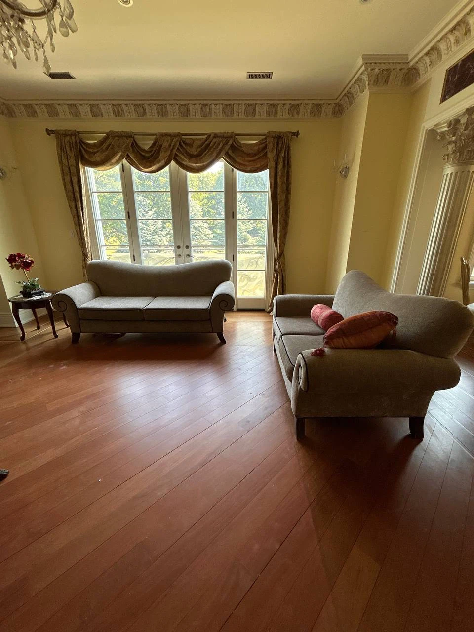 Pair of camelback Loveseat sofa