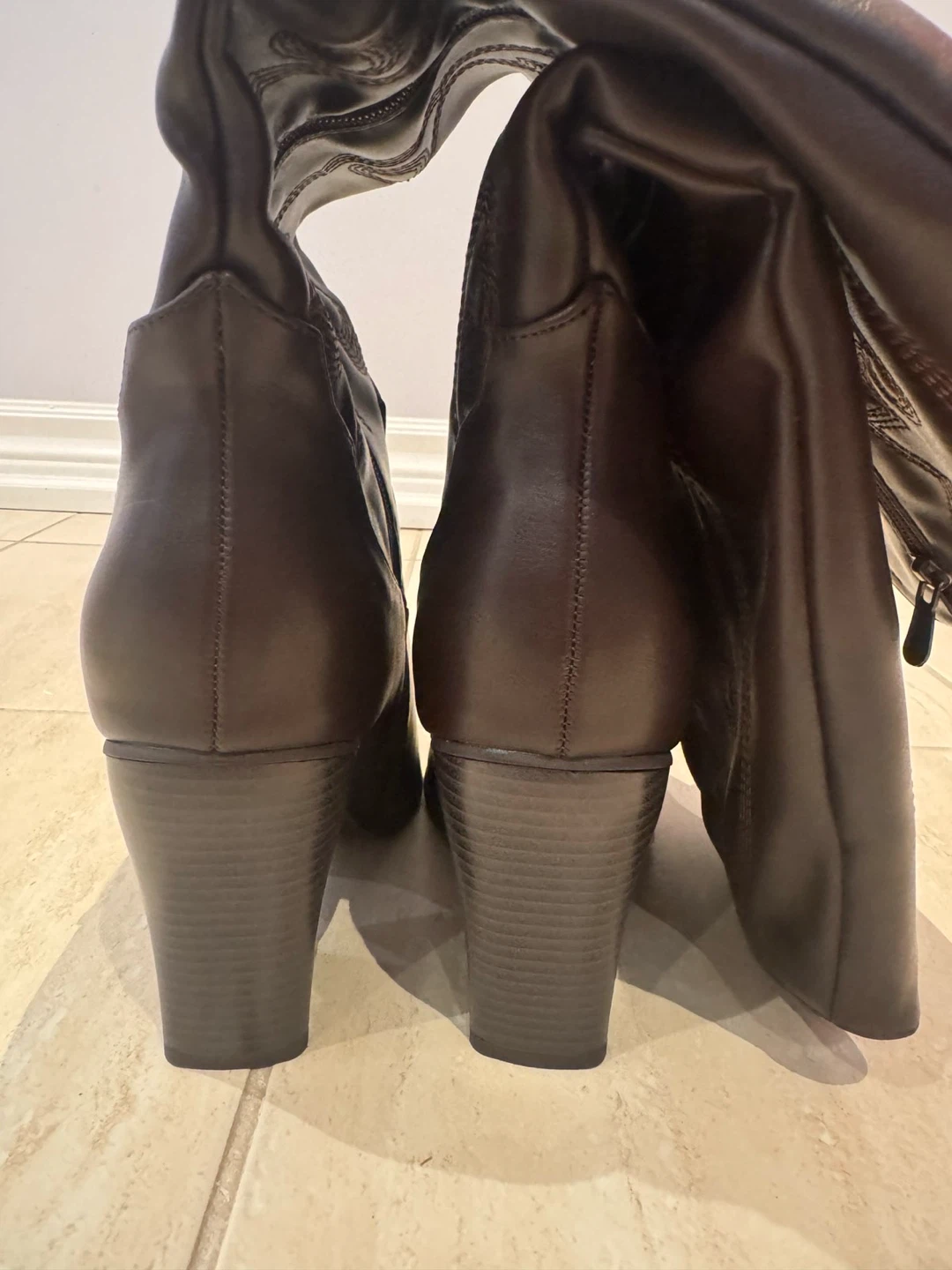 Brown Faux Leather Cowboy Boots - photo 5