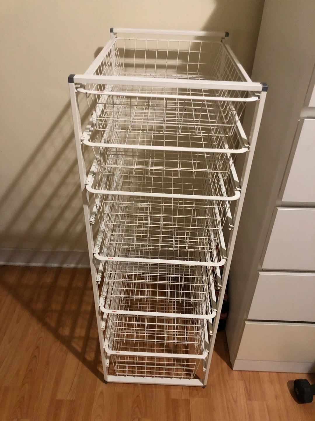 White Wire Storage Cart with 6 Drawers