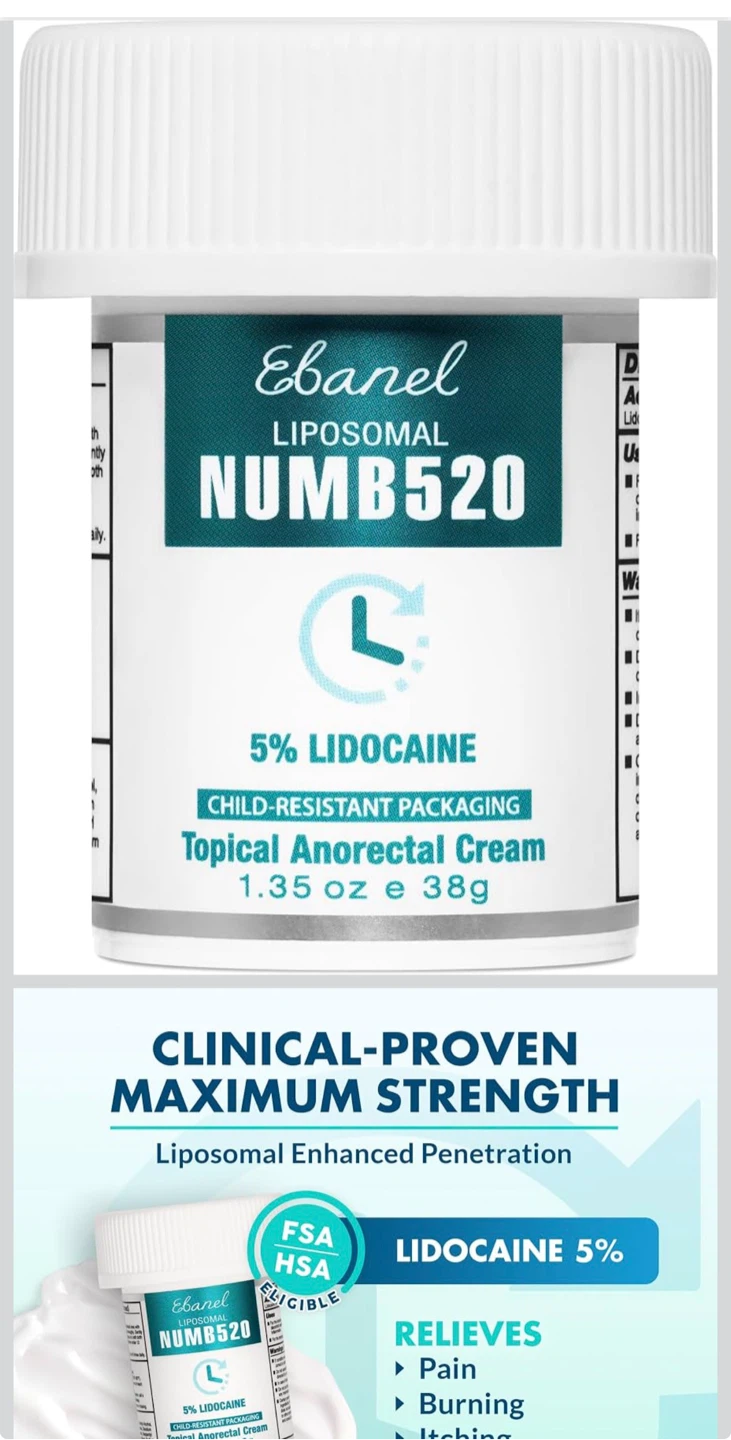 Ebanel Numb520 Topical Anorectal Cream 5% Lidocaine 1.35 oz - photo 3