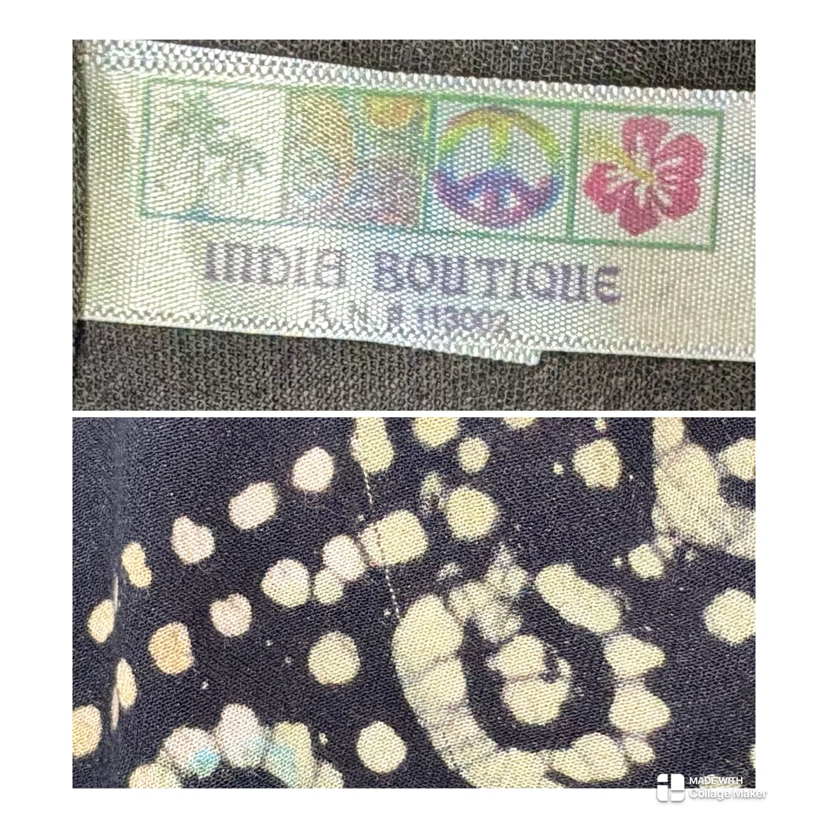 India Boutique Black Batik Print Flowy Dress Boho Sundress OS - photo 2