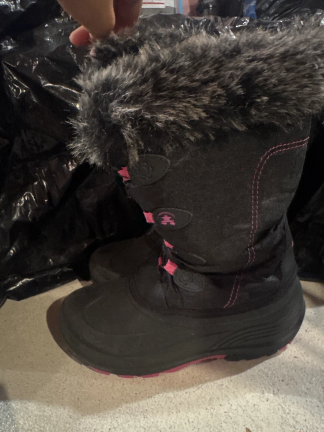 Black Pink Trim Snow Boots - photo 2