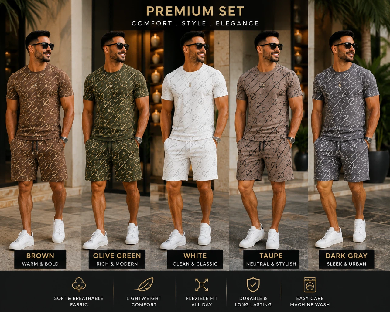 Men's Gucci Monogram Print T-Shirt and Shorts Set
