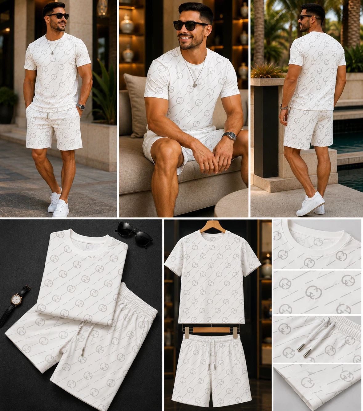 Men's Gucci Monogram Print T-Shirt and Shorts Set - photo 3