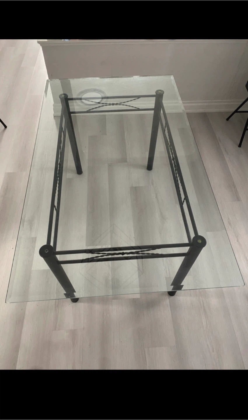 Glass Top Coffee Table with Black Metal Frame - photo 2