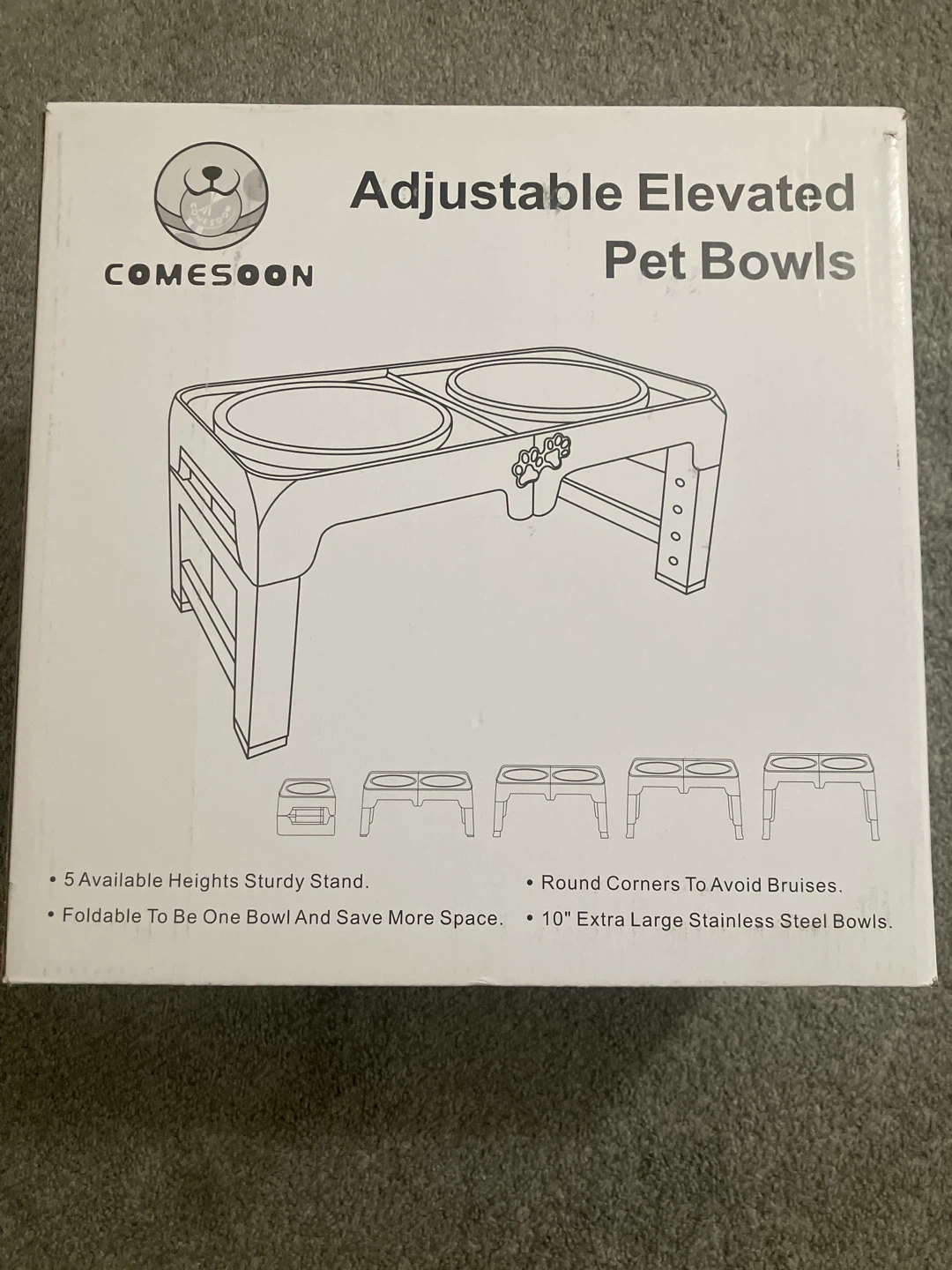 Comesoon Adjustable Elevated Pet Bowls for Large Dogs