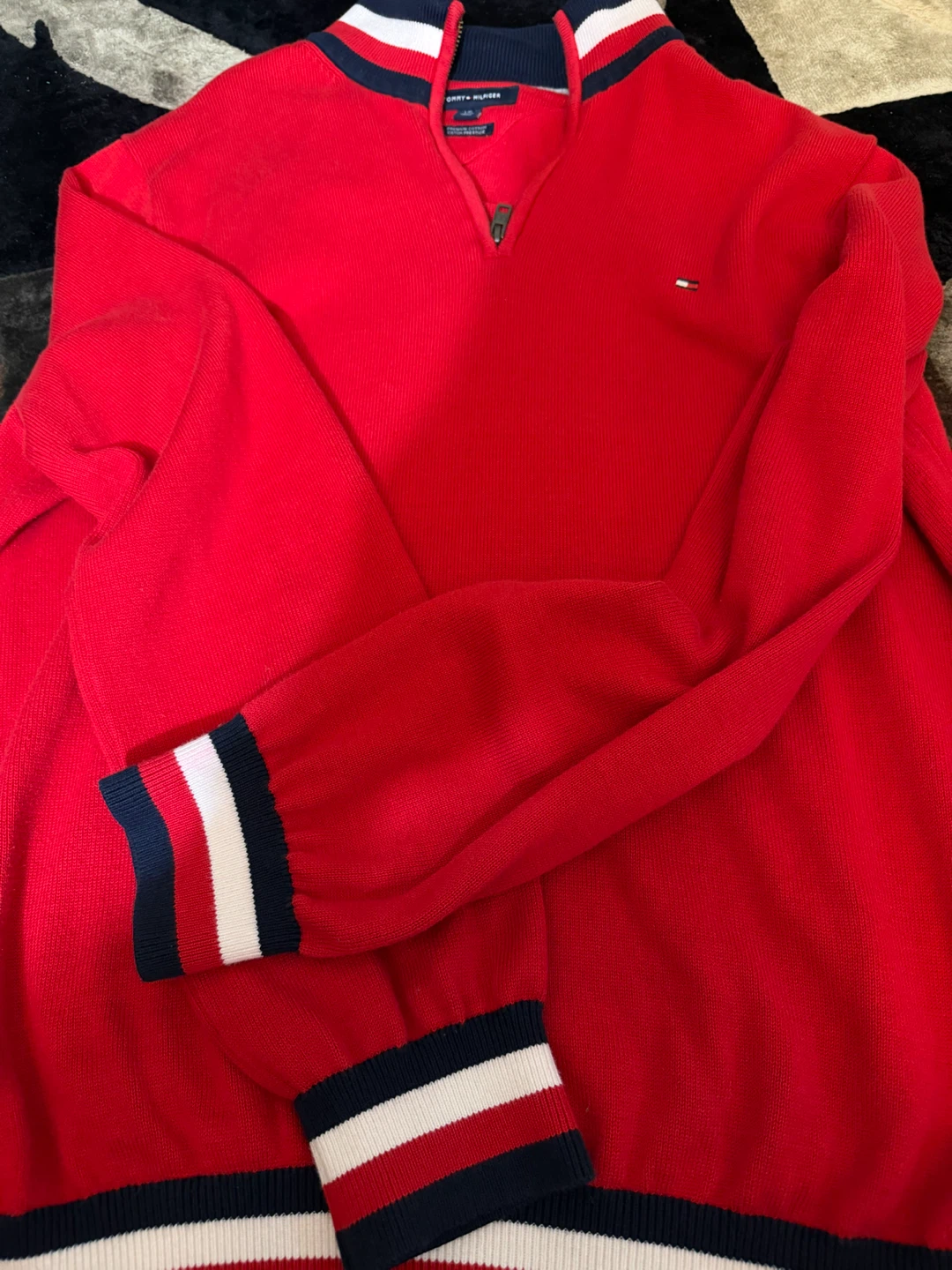 Tommy Hilfiger Quarter Zip Sweater L/G Red