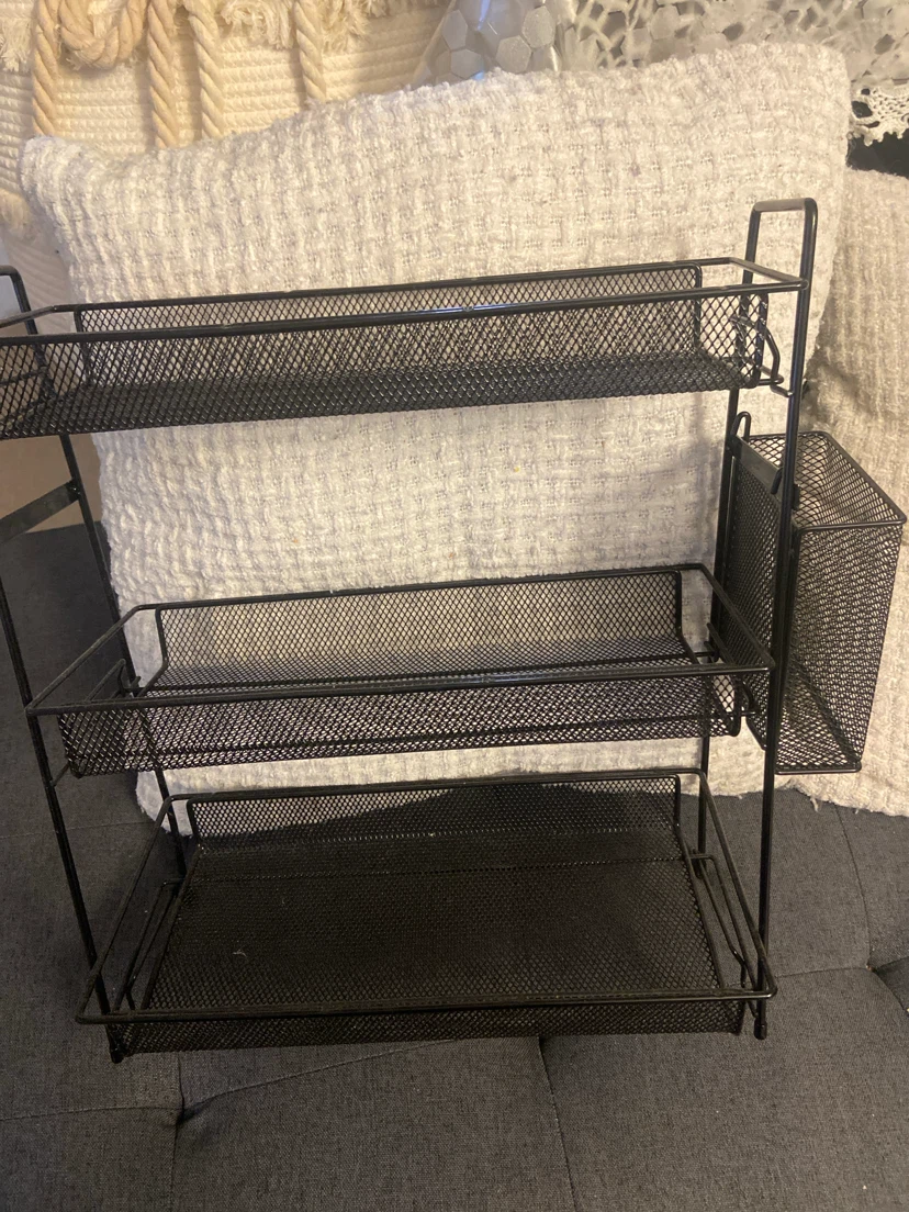 Black 3-Tier Mesh Storage Rack