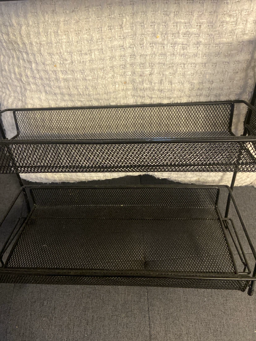 Black 3-Tier Mesh Storage Rack - photo 2