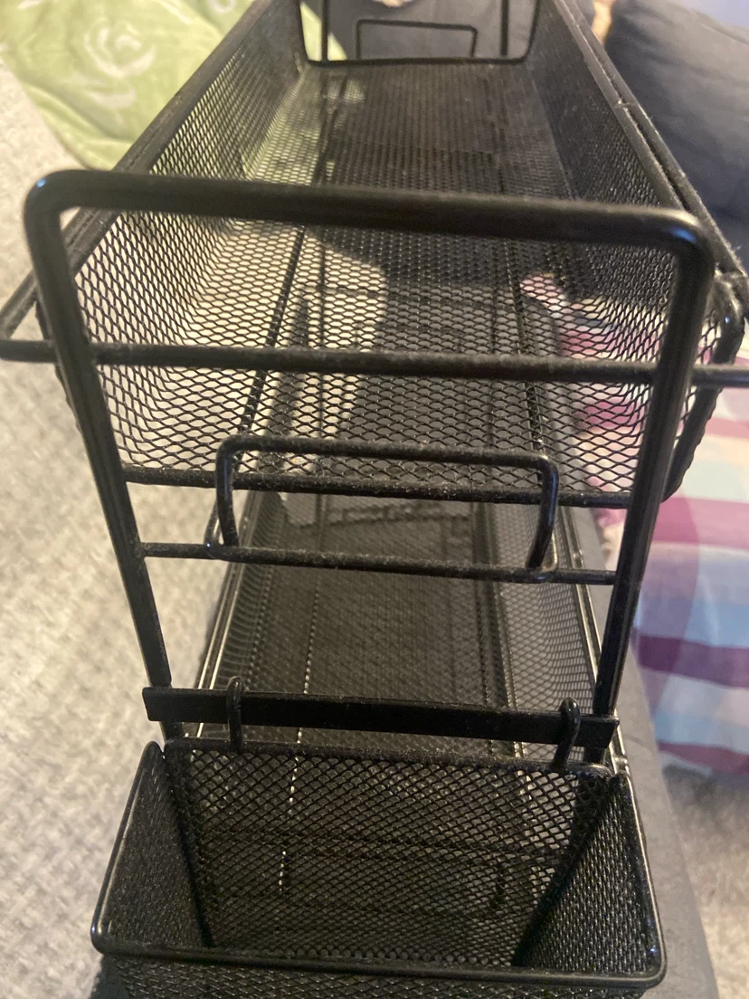 Black 3-Tier Mesh Storage Rack - photo 3