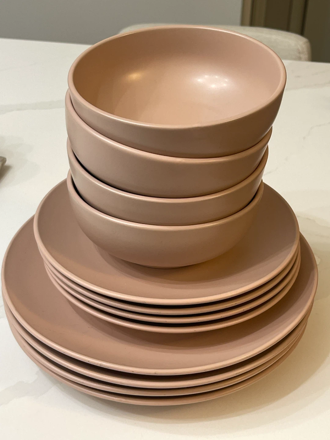Dusty pink 4 person dinnerware set $25