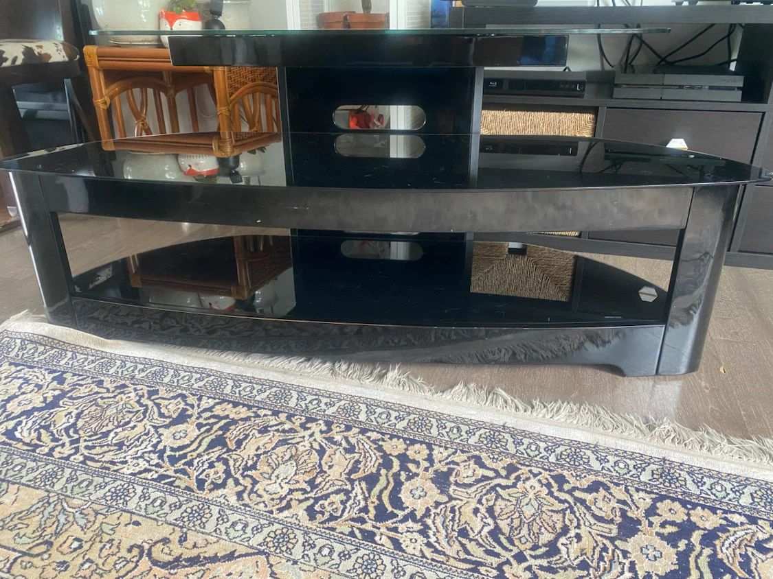 Black Glass TV Stand - photo 2