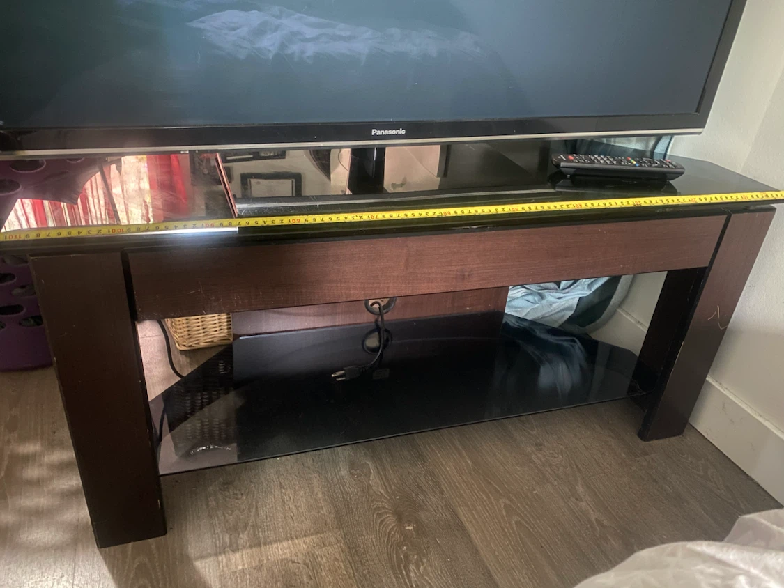 Wooden TV Stand with Glass Top