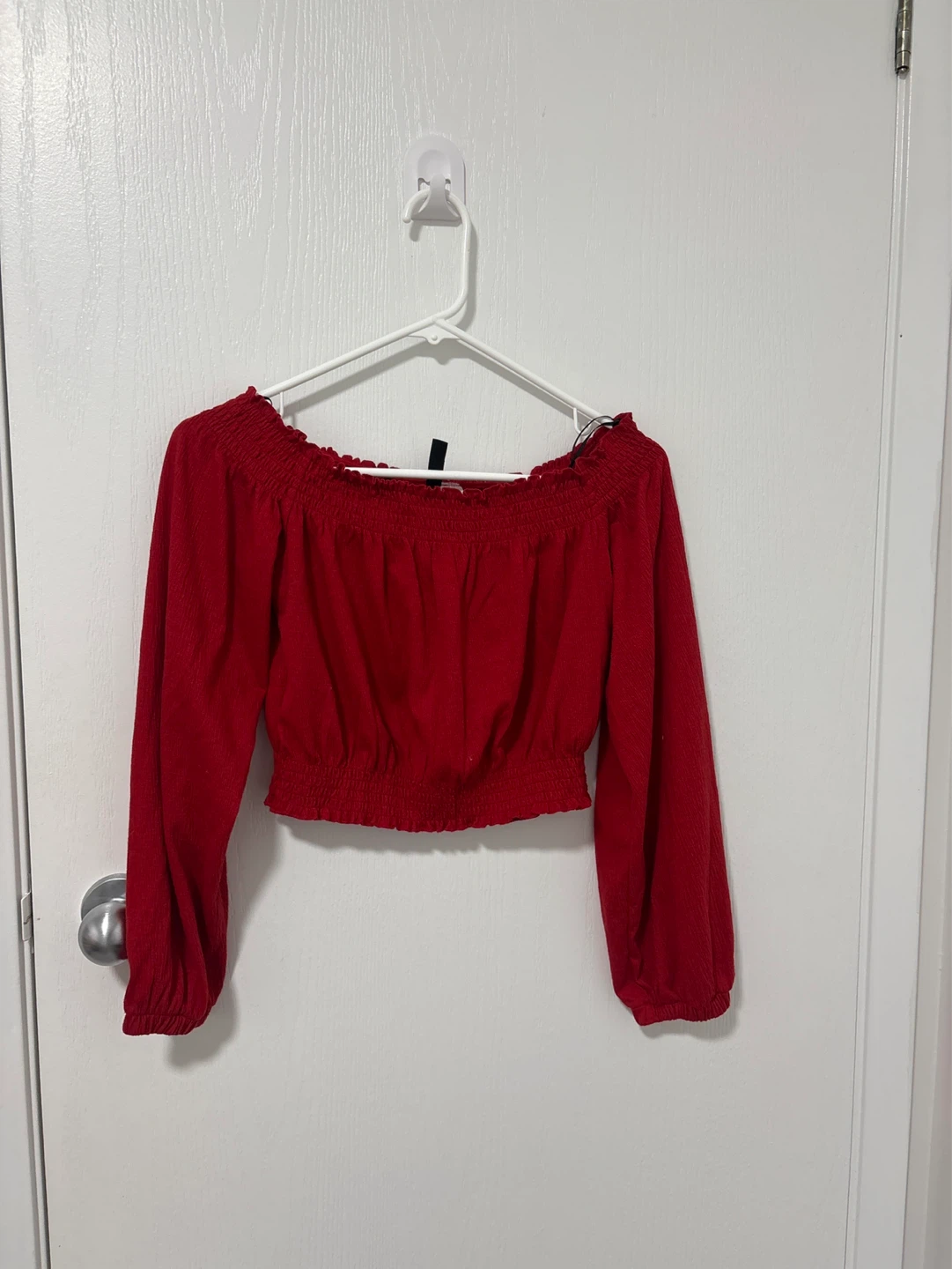 Red Off-the-Shoulder Cropped Top