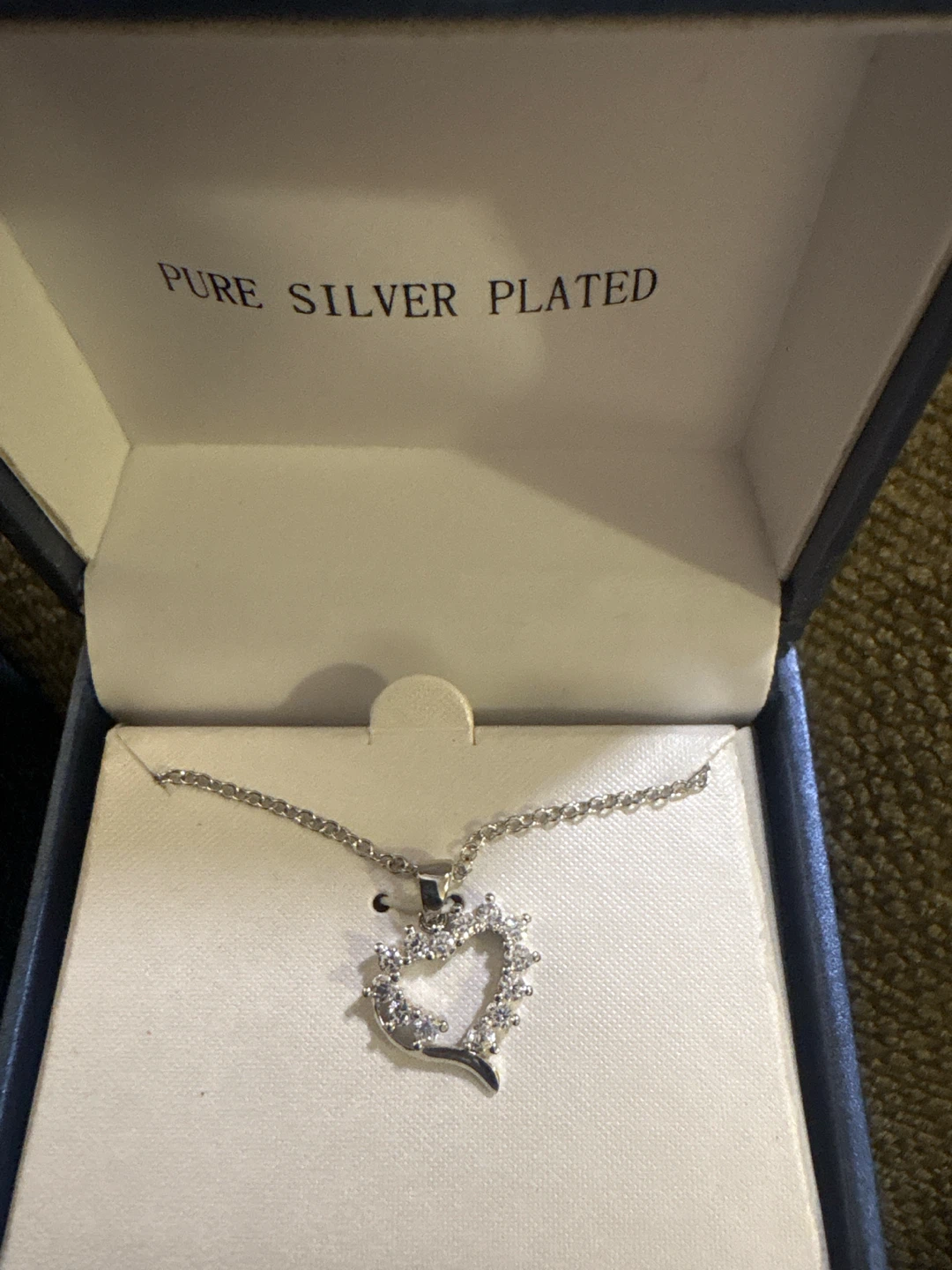 Pure Silver Plated Heart Pendant Necklace