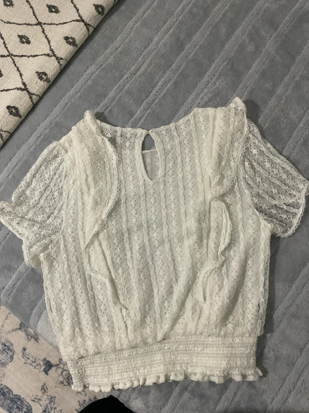 White Lace Ruffle Top - Size Medium - photo 2