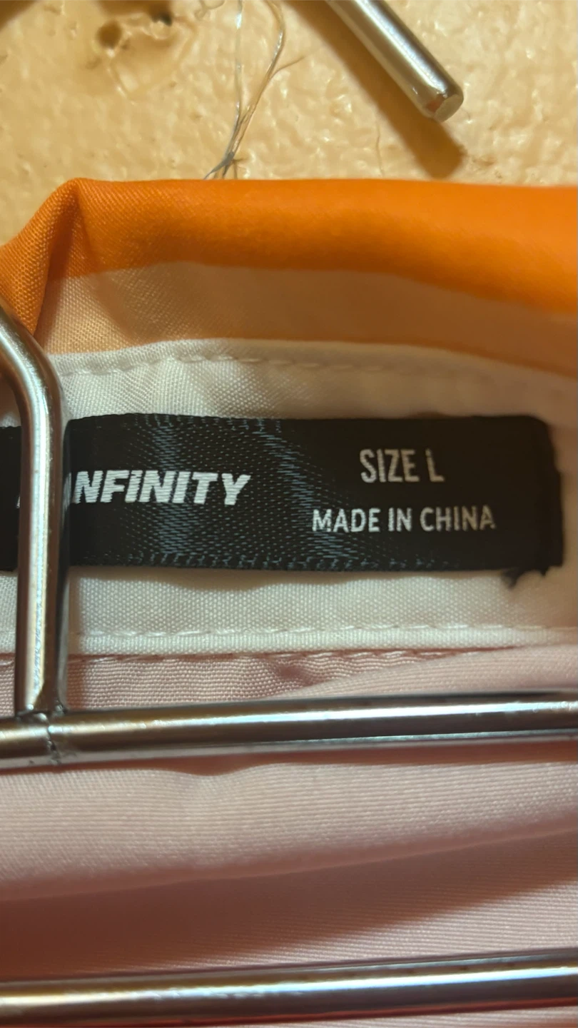 Infinity Men's Button Up Shirt Size L Orange White - photo 2