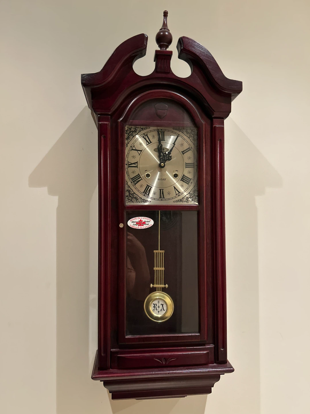 31 Day Cherry Wood Wall Clock
