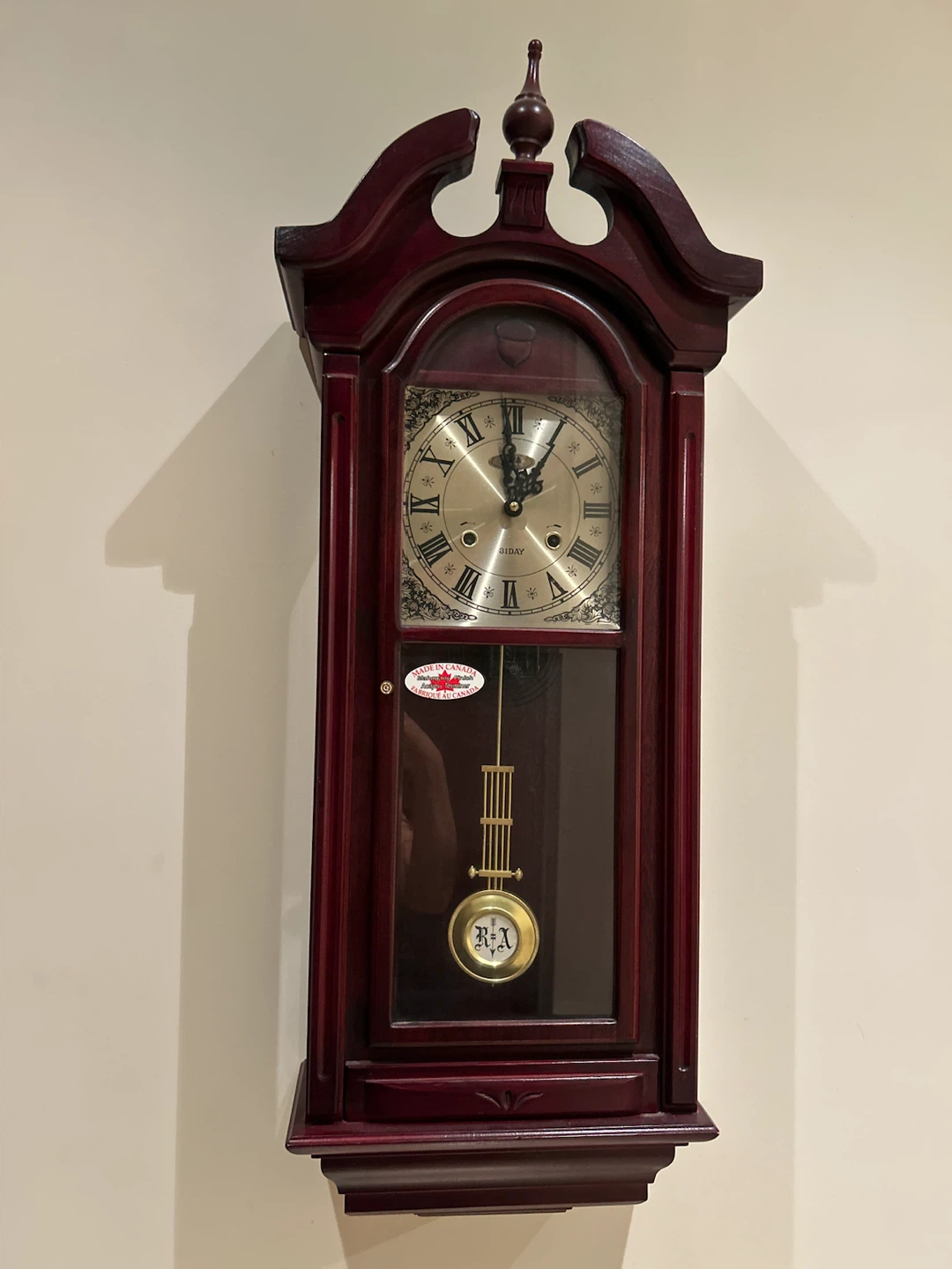 31 Day Cherry Wood Wall Clock - photo 2