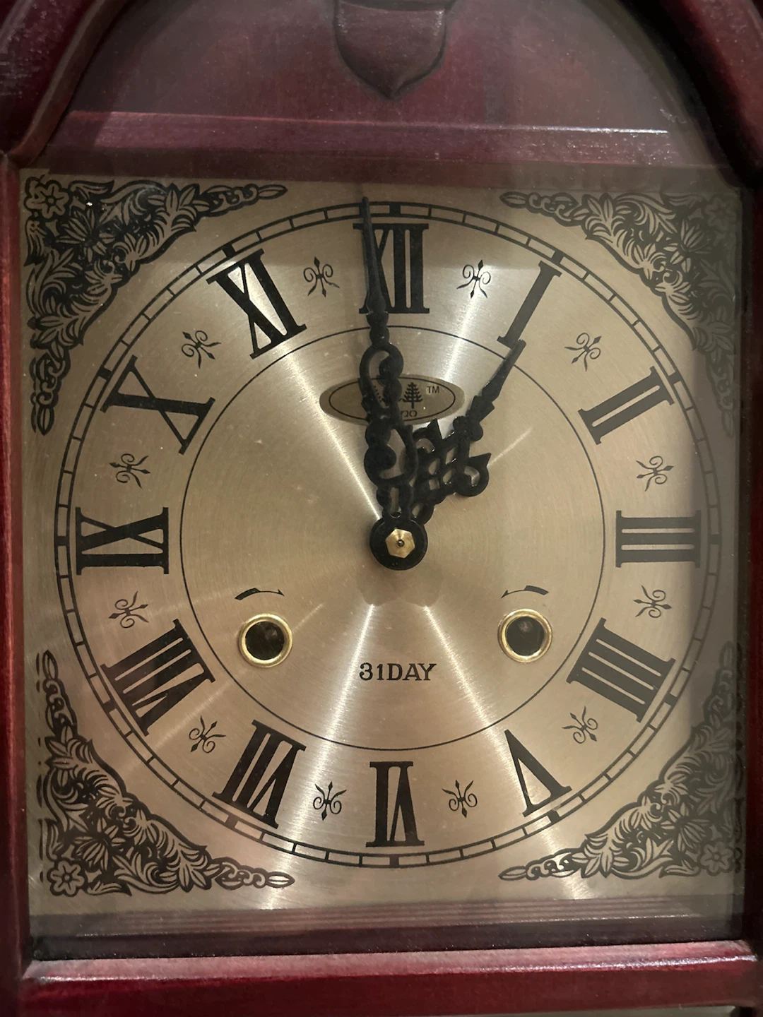 31 Day Cherry Wood Wall Clock - photo 3
