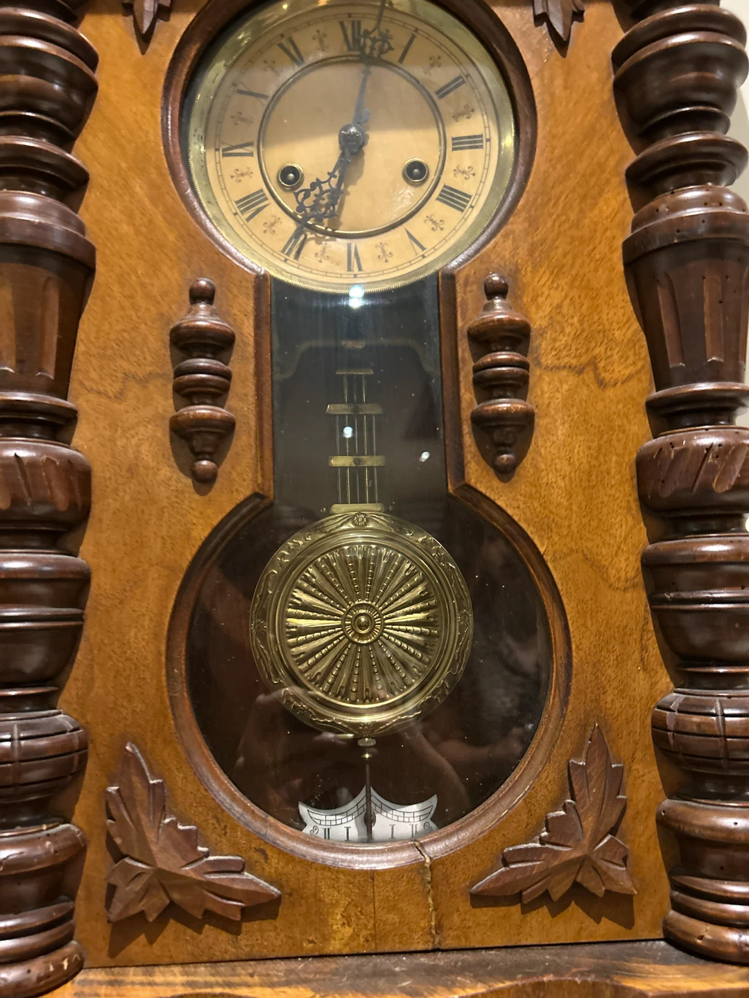 Antique Vienna Regulator Wall Clock with Horse Finial - photo 2