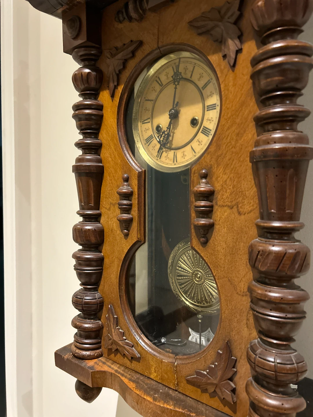 Antique Vienna Regulator Wall Clock with Horse Finial - photo 3