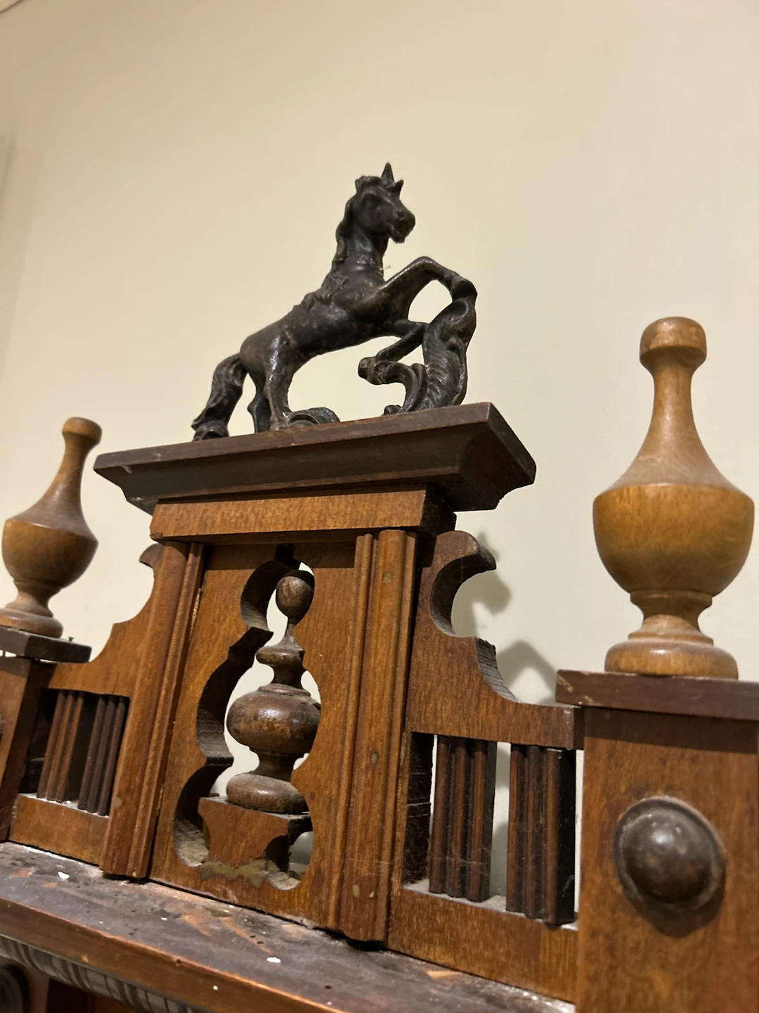 Antique Vienna Regulator Wall Clock with Horse Finial - photo 4