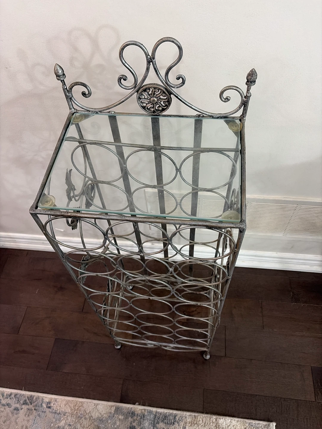Vintage iron Wine Rack with Glass Top - photo 2