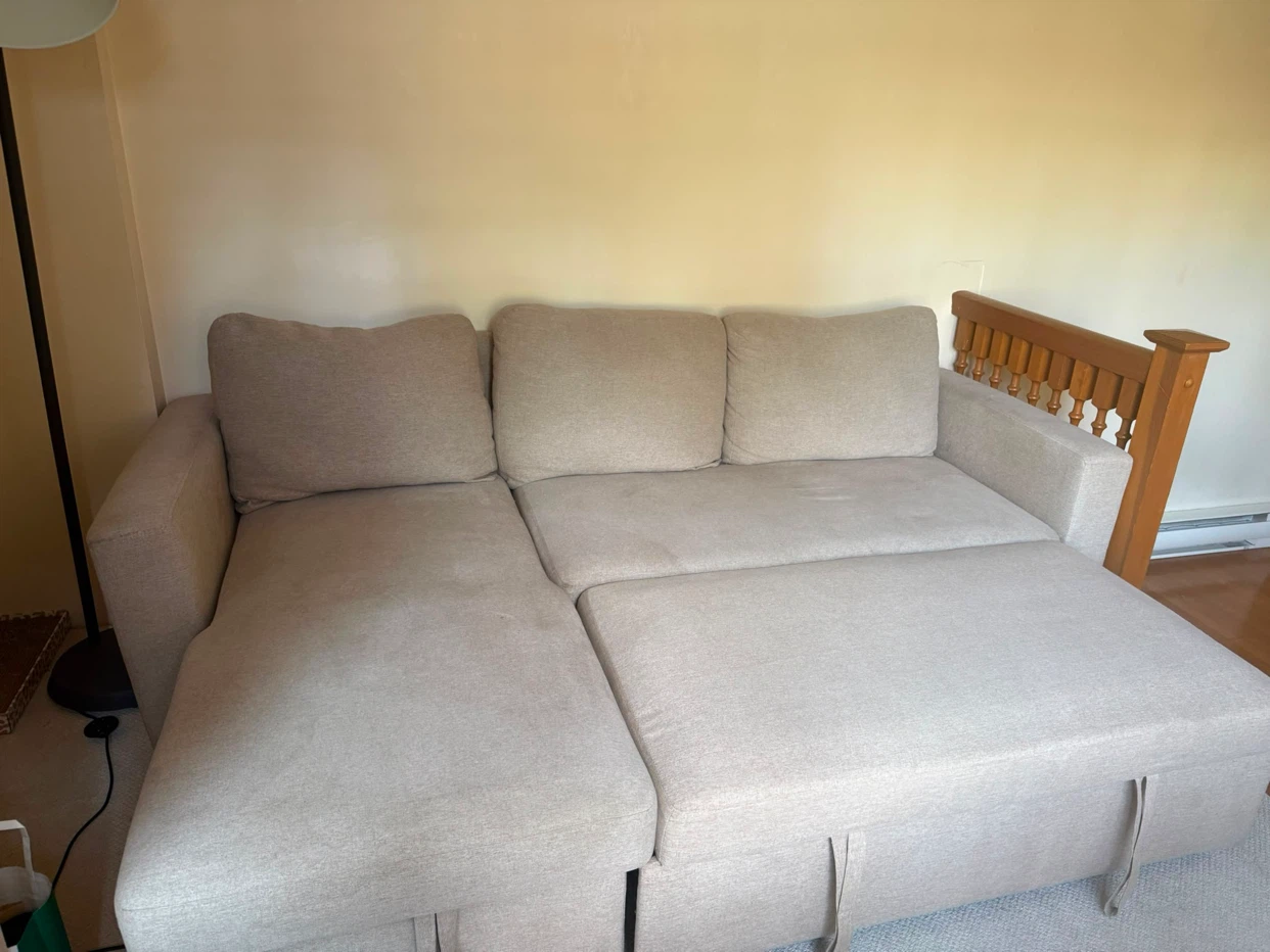 Beige L-Shape Sectional Sofabed with Storage Chaise - photo 4