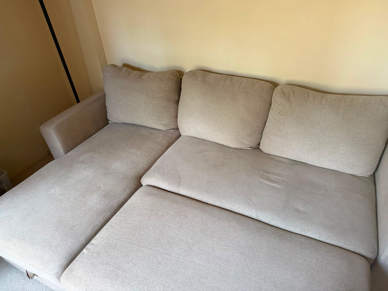 Beige L-Shape Sectional Sofabed with Storage Chaise - photo 5