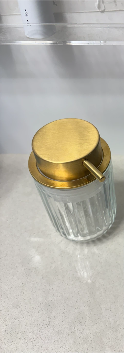 Glass Soap Dispenser with Gold Pump