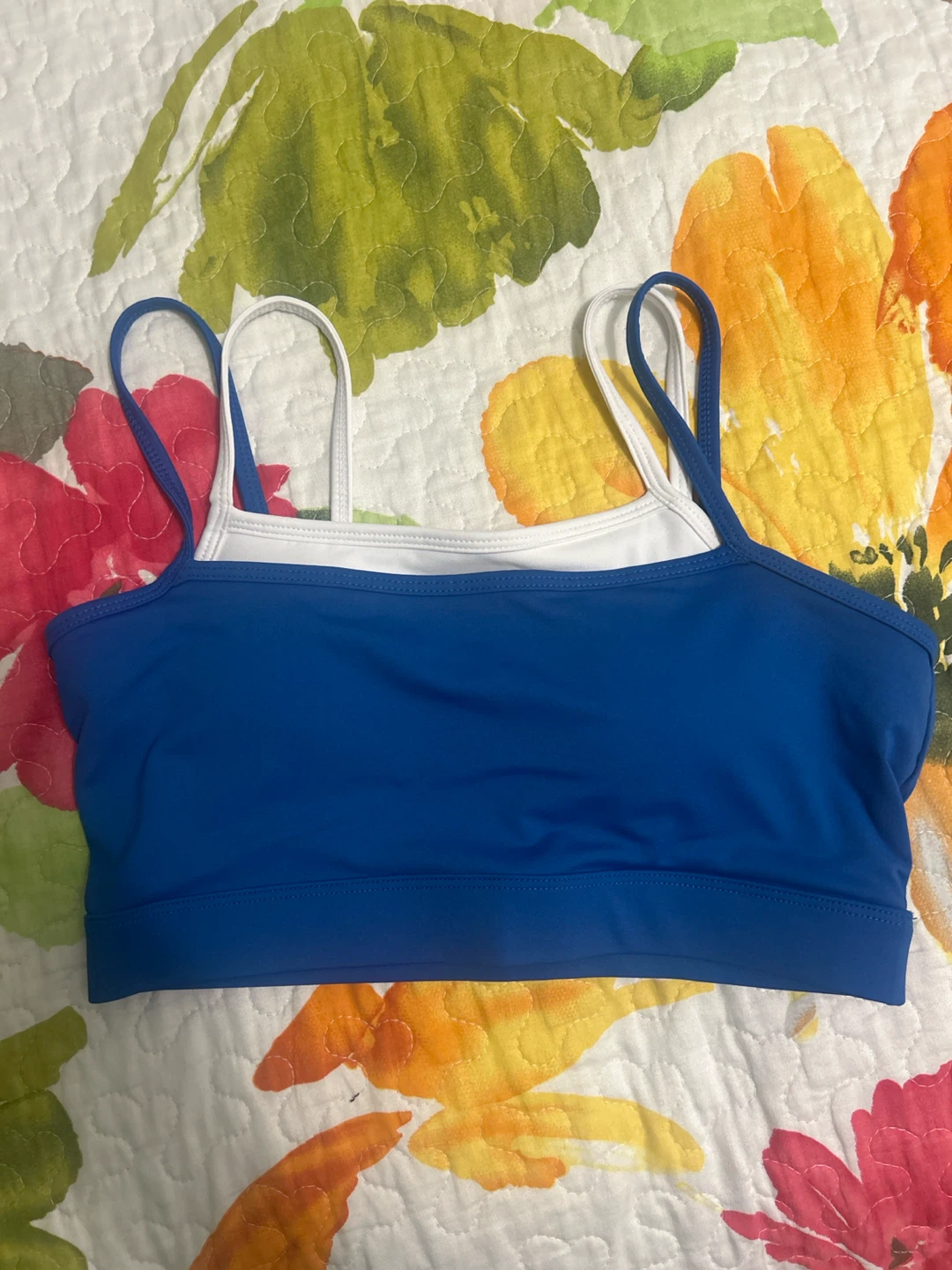 Blue and White Sports Bra