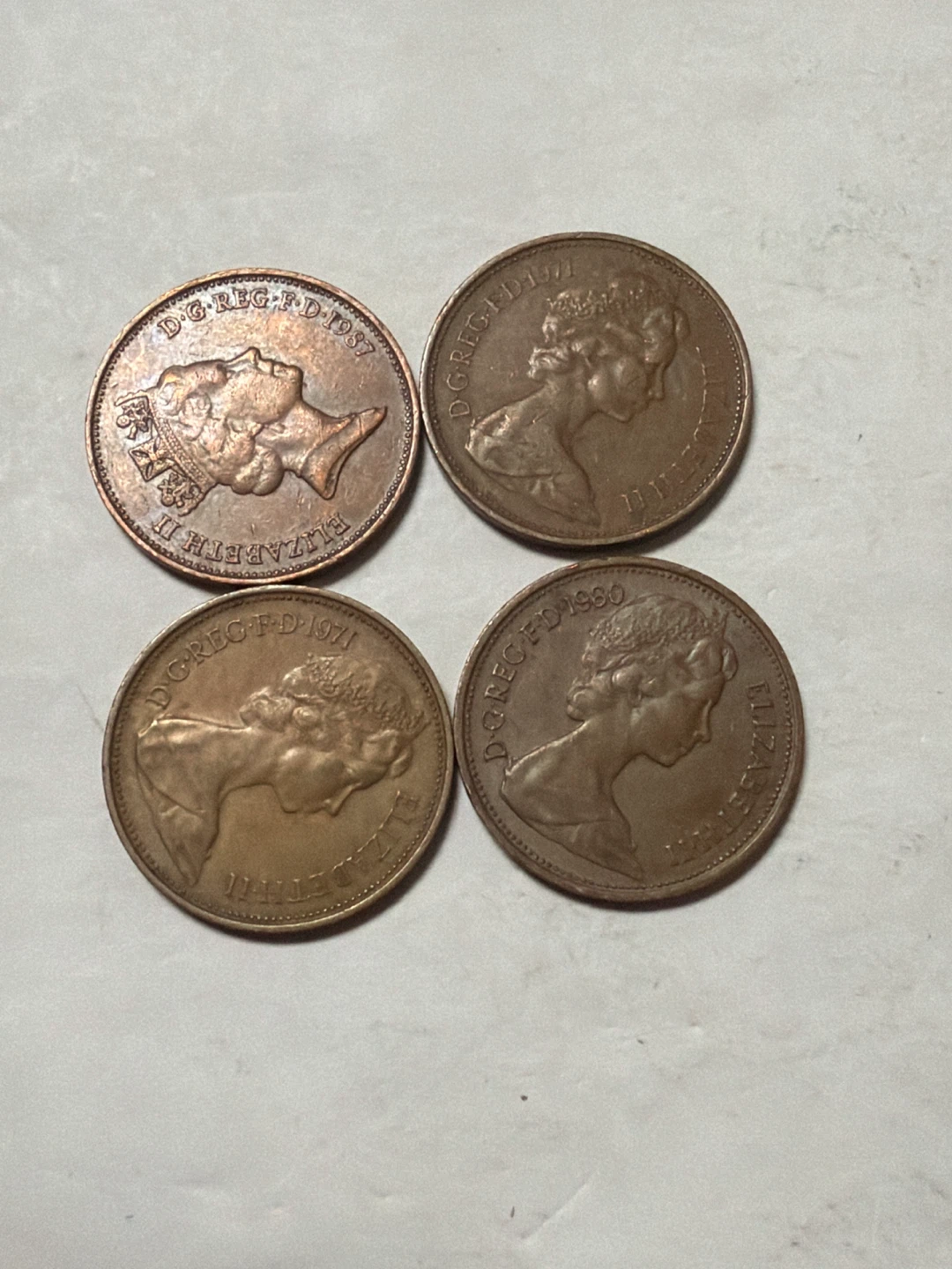Four UK 2 Pence Coins - Various Dates
