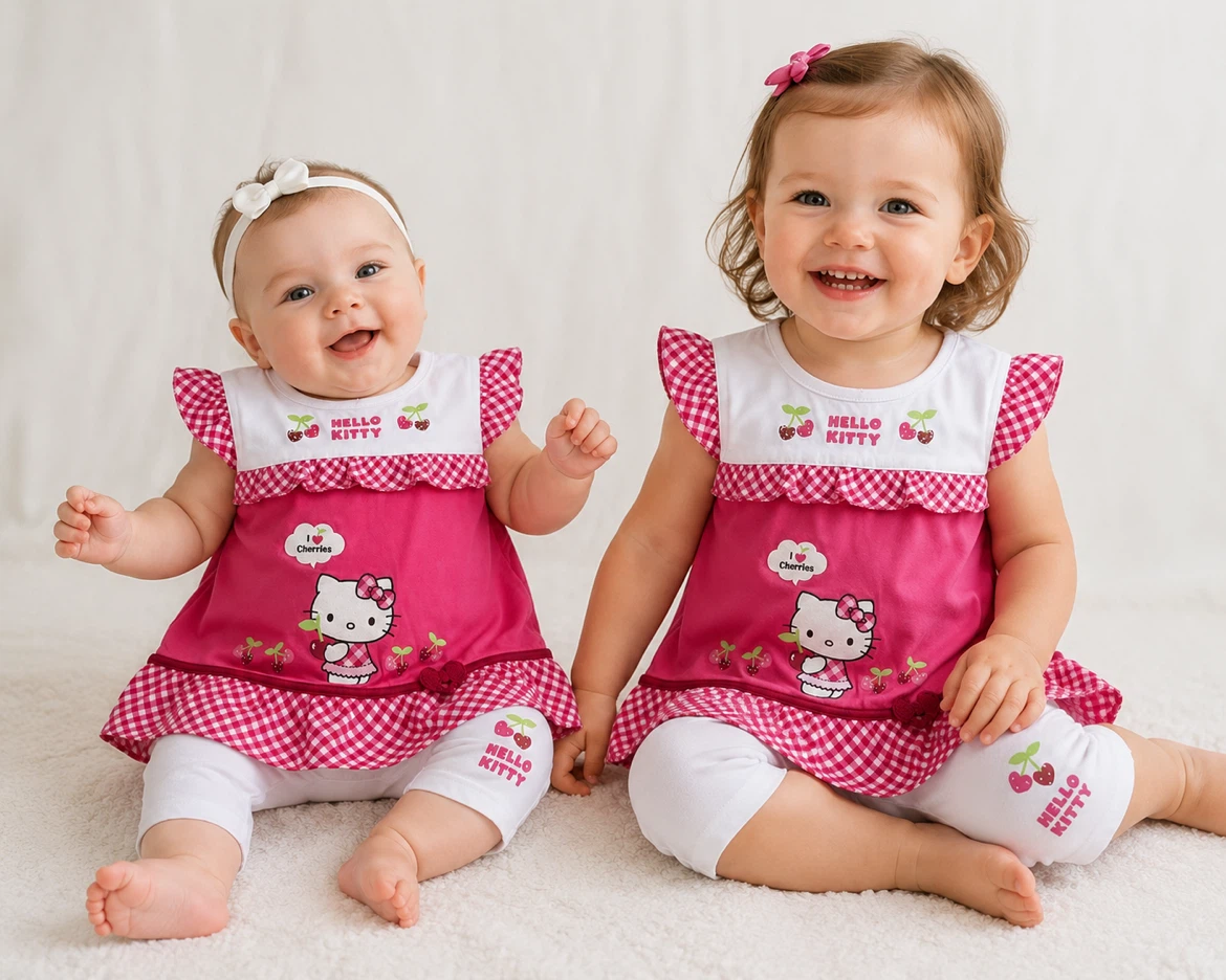 NEW Hello Kitty Girls Tunic & Shorts Set 100% Cotton 6M; 24M