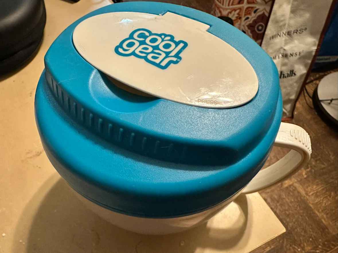 Cool Gear Blue and White Insulated Bowl with Spoon