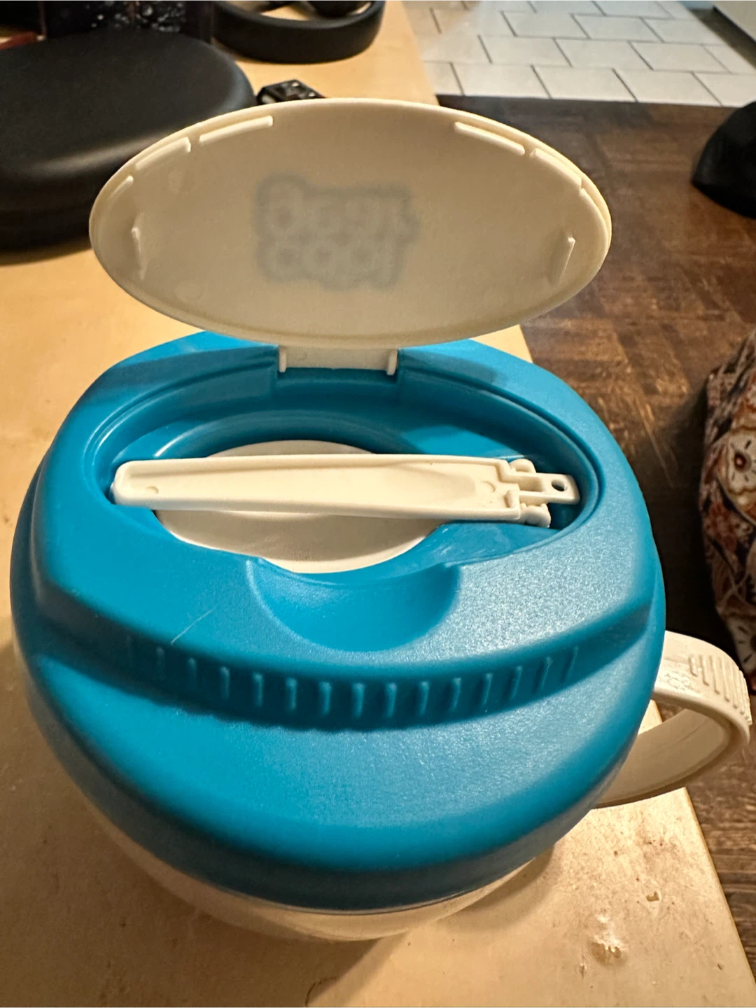 Cool Gear Blue and White Insulated Bowl with Spoon - photo 4