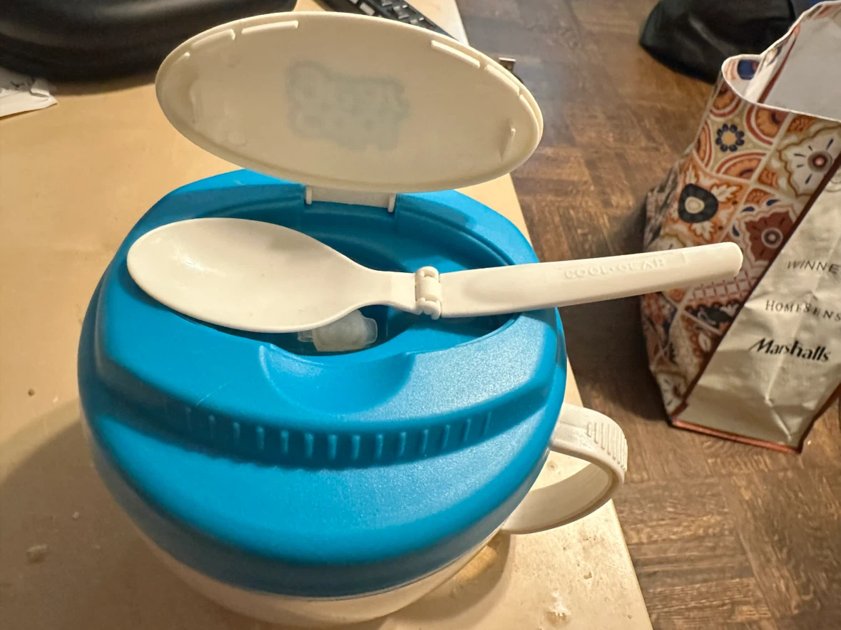 Cool Gear Blue and White Insulated Bowl with Spoon - photo 5