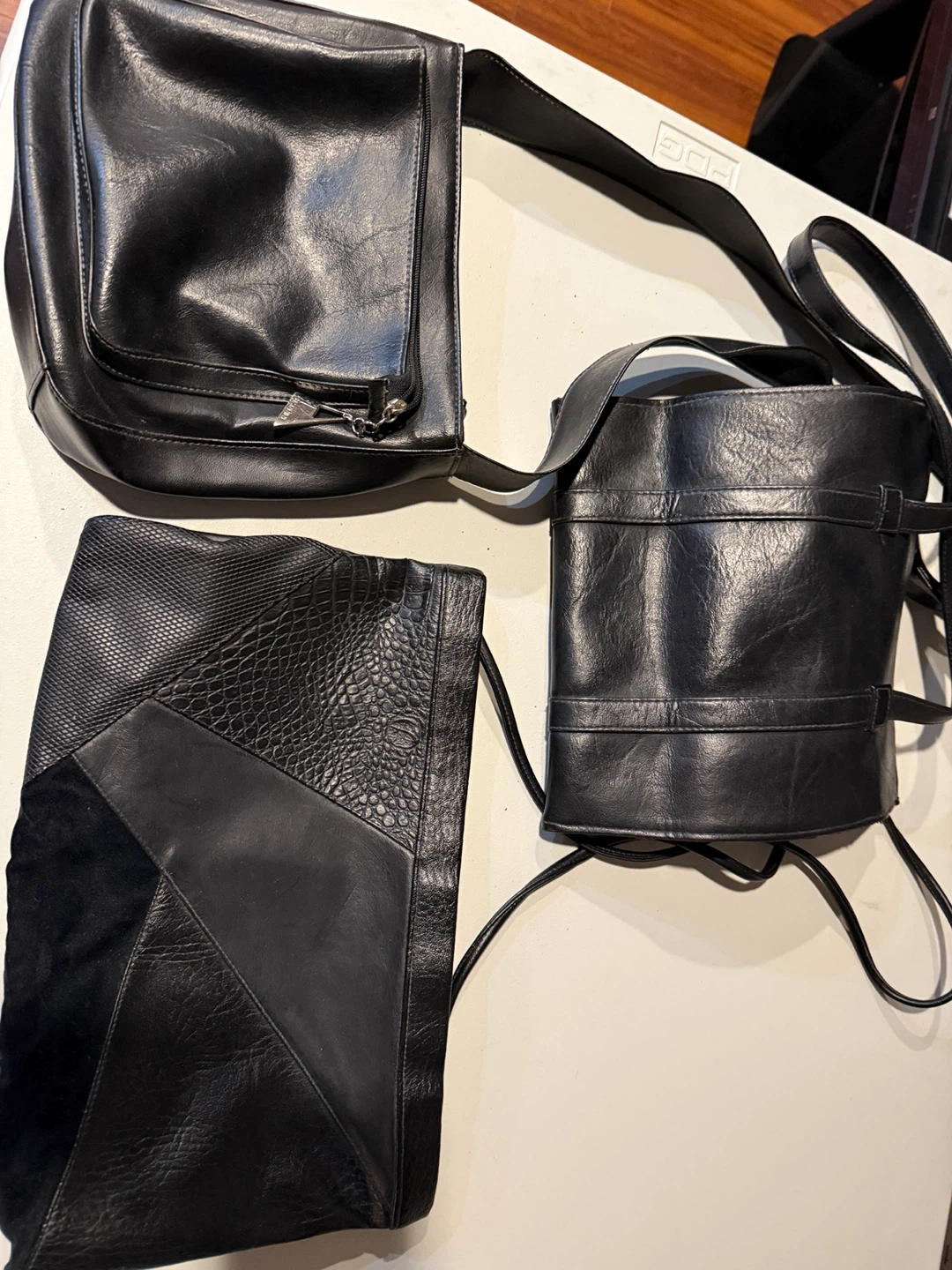 Black Faux Leather Handbags