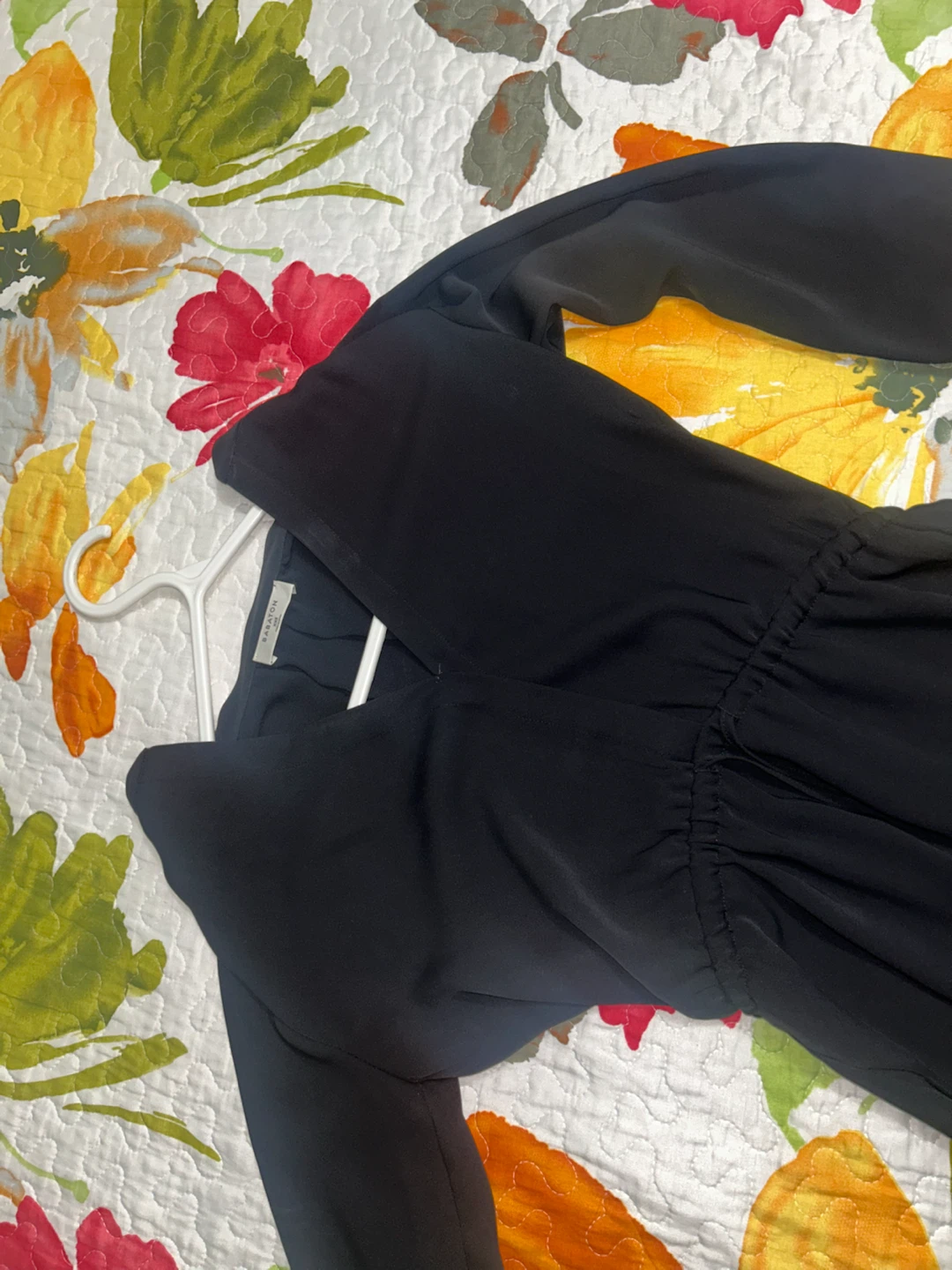 Babaton Black V-neck Dress with Drawstring Waist