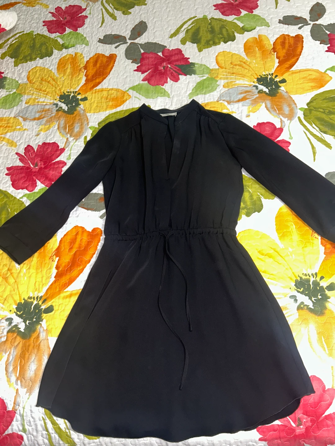 Babaton Black V-neck Dress with Drawstring Waist - photo 2