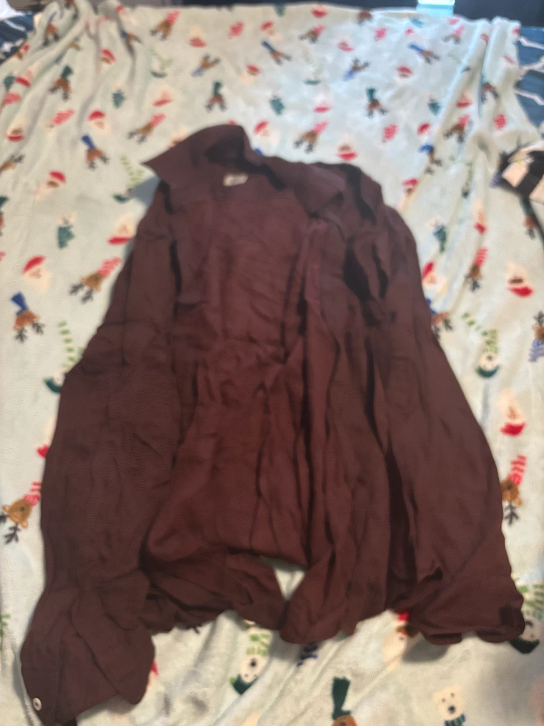 Armani Collezioni Men's Burgundy Button-Up Shirt