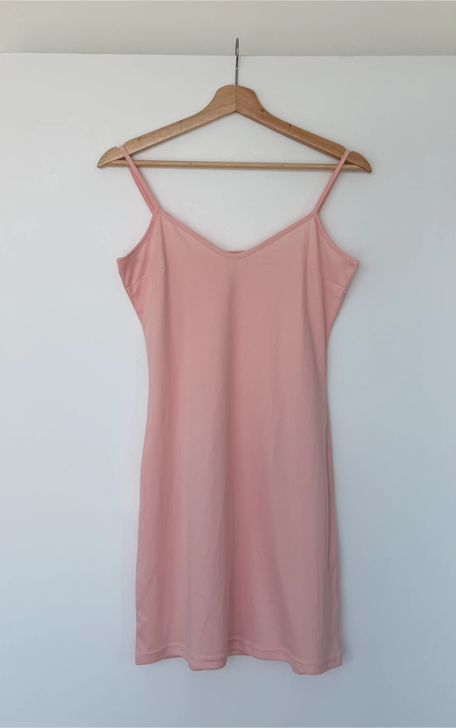 Size M rhinestone mesh long flared sleeve pink slip dress - photo 2