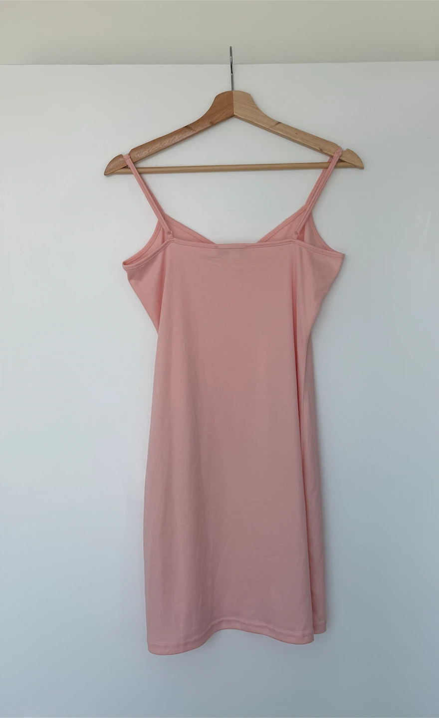 Size M rhinestone mesh long flared sleeve pink slip dress - photo 3